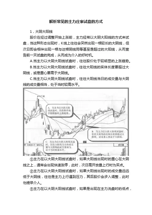 解析常见的主力庄家试盘的方式