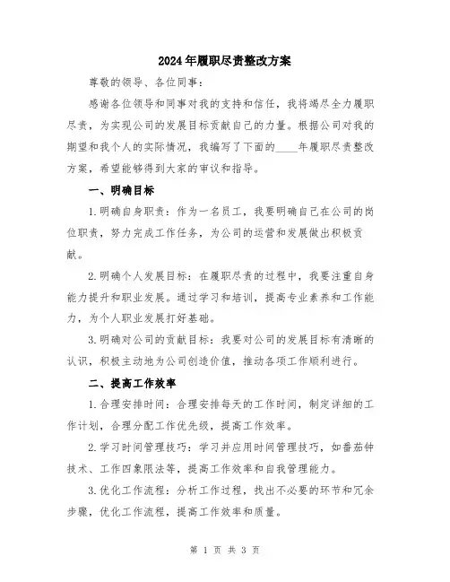 2024年履职尽责整改方案