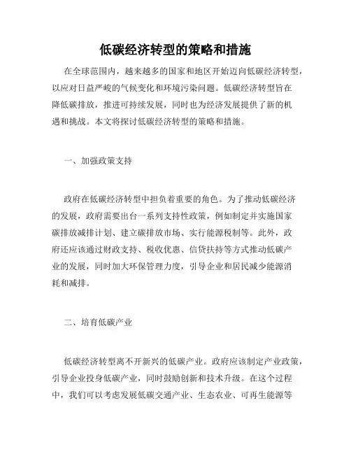低碳经济转型的策略和措施