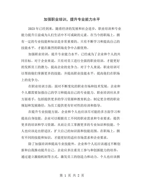 加强职业培训,提升专业能力水平