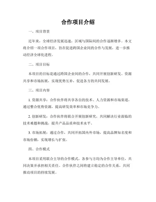 合作项目介绍