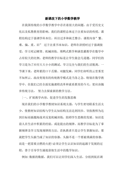 新课改下小学数学教学论文