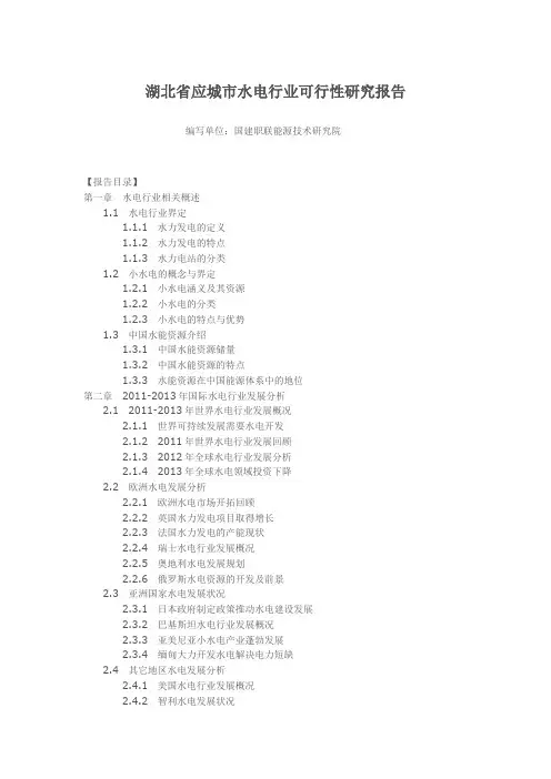 湖北省应城市水电行业可行性研究报告
