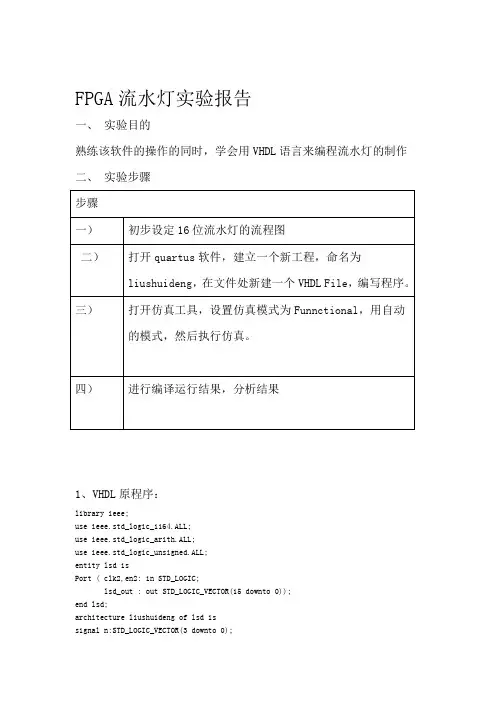 完整word版流水灯实验报告