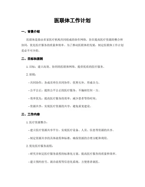 医联体工作计划