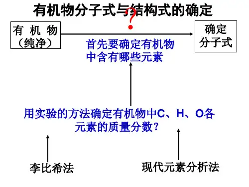 13级研究有机化合物的一般步骤和方法元素分析与相对分子质量的测定