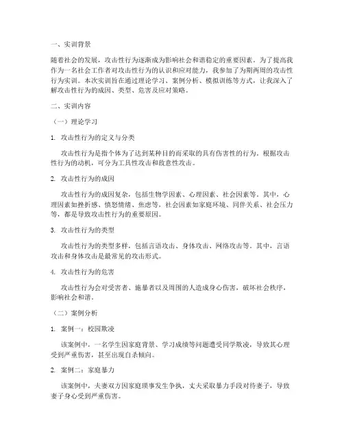 攻击性行为实训报告