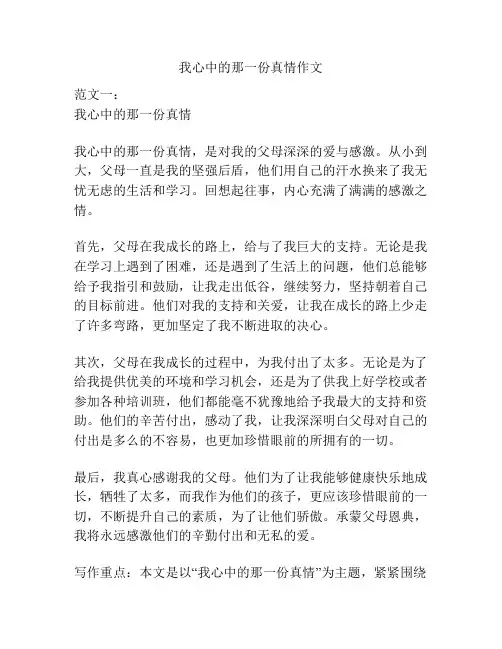 我心中的那一份真情作文