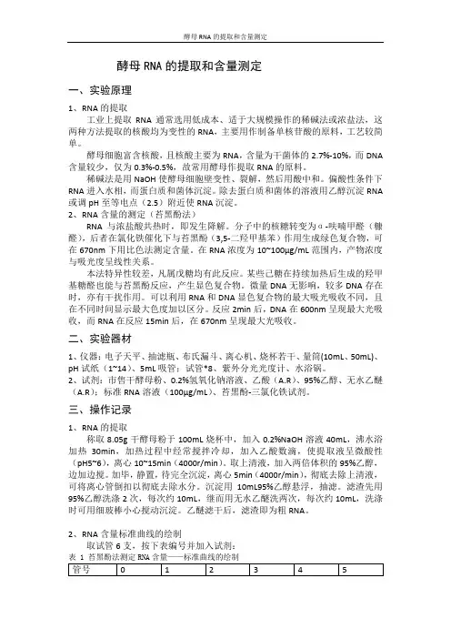酵母RNA的提取和含量测定