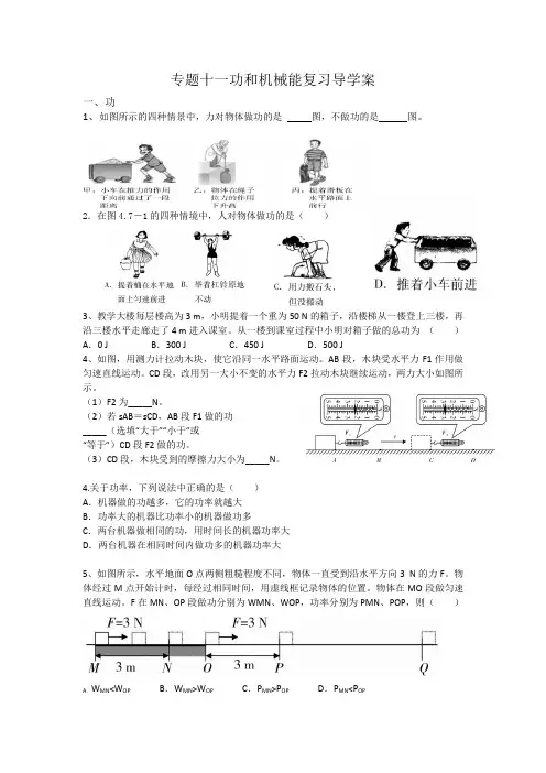 专题十一功和机械能复习导学案
