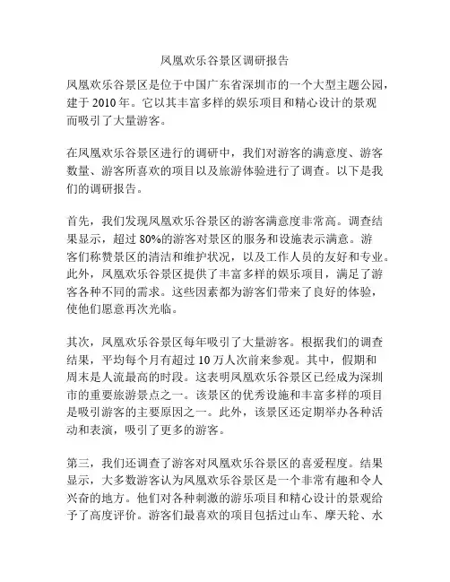 凤凰欢乐谷景区调研报告