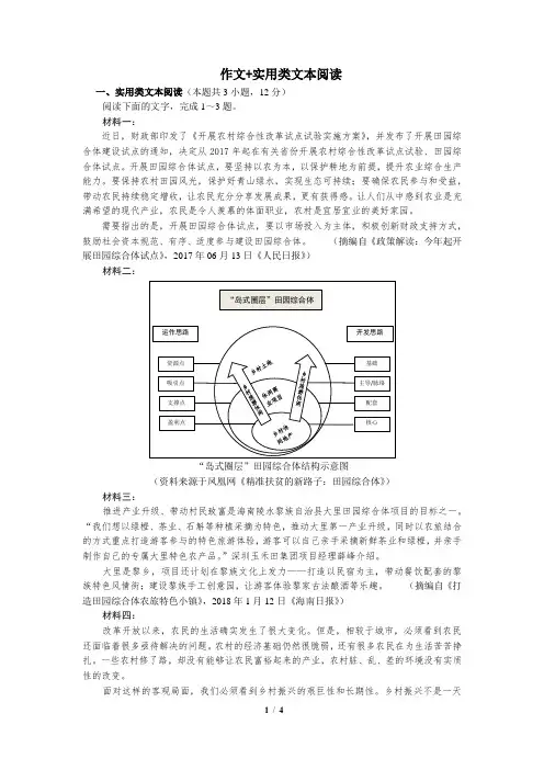 高中语文 作文+实用类文本阅读