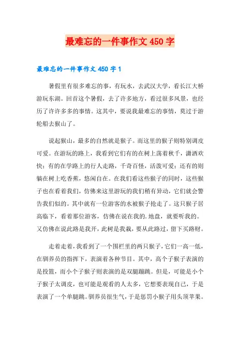 最难忘的一件事作文450字