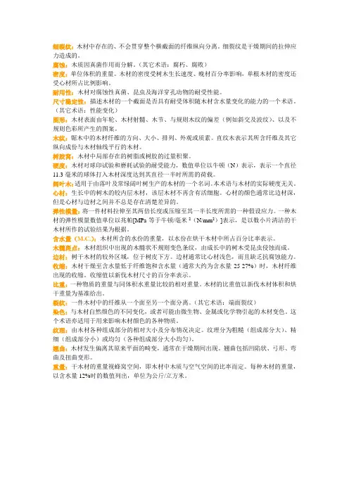 木材术语表