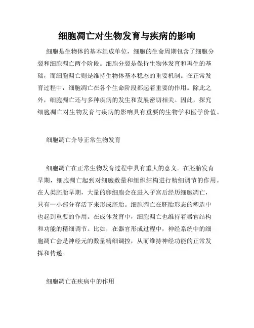 细胞凋亡对生物发育与疾病的影响