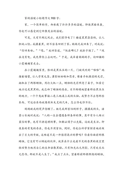 家的温暖小标题作文900字