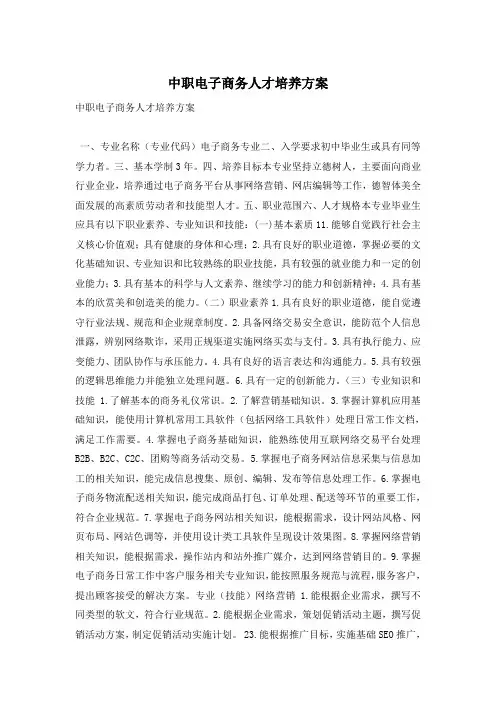 中职电子商务人才培养方案