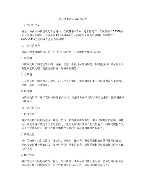 钢材基本认识知识点总结