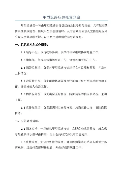 甲型流感应急处置预案