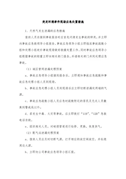 突发环境事件现场应急处置措施