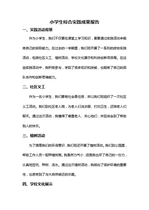 小学生综合实践成果报告