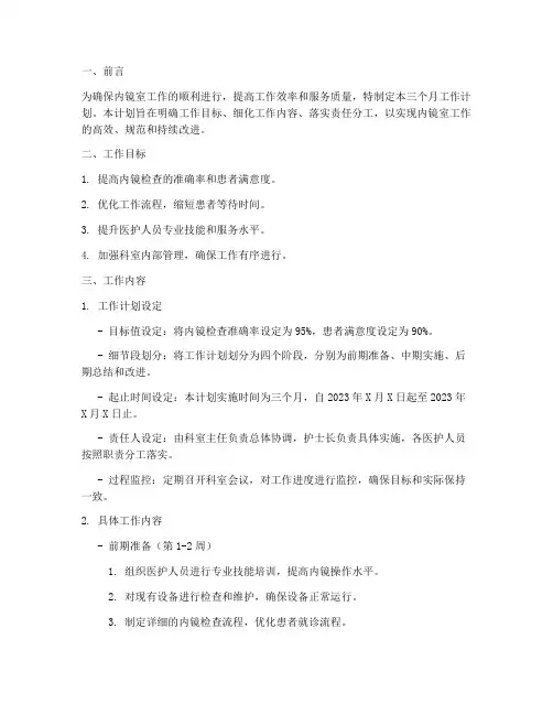 内镜三个月工作计划