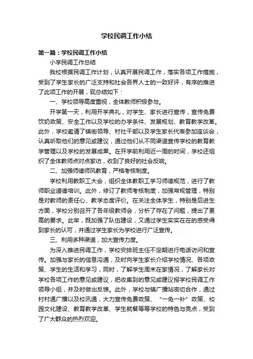 学校民调工作小结