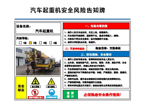 汽车起重机安全风险告知牌