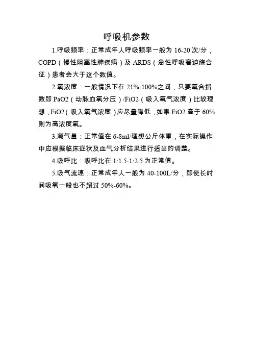 呼吸机参数