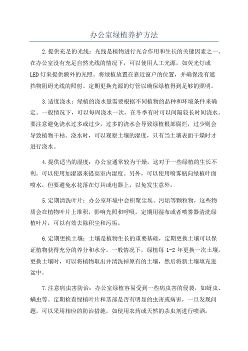 办公室绿植养护方法