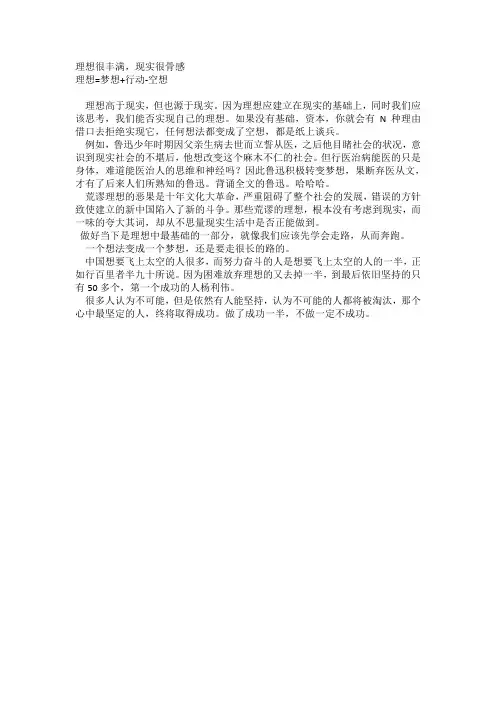 辩论 追求梦想,立足现实