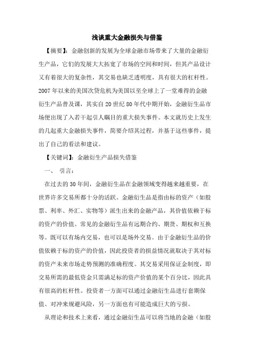 重大金融损失与借鉴