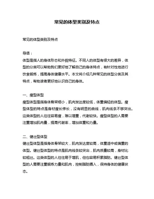常见的体型类别及特点