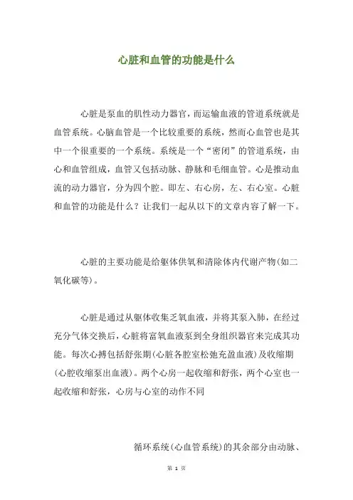 心脏和血管的功能是什么