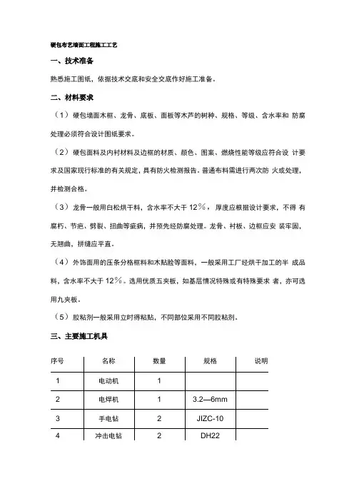 硬包布艺墙面施工工艺标准