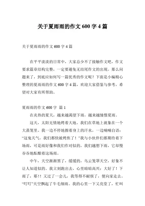 关于夏雨雨的作文600字4篇
