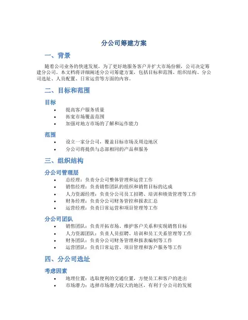 分公司筹建方案