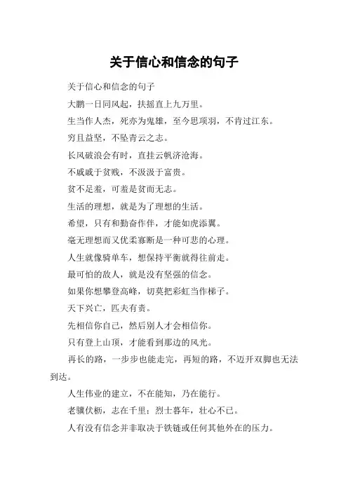关于信心和信念的句子