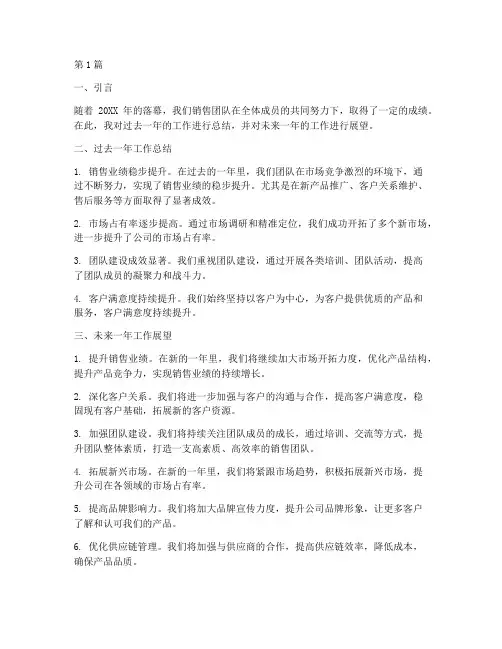 销售年度总结报告展望(3篇)