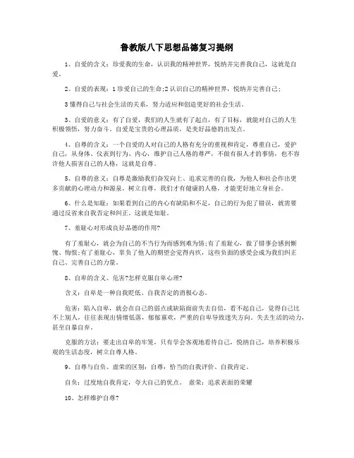 鲁教版八下思想品德复习提纲