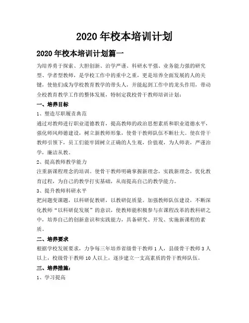 2020年校本培训计划