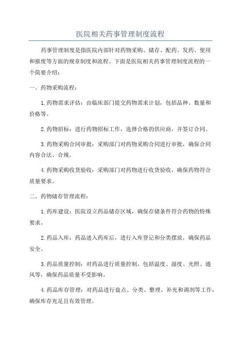 医院相关药事管理制度流程