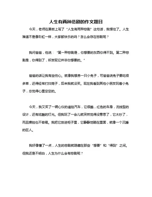 人生有两种悲剧的作文题目