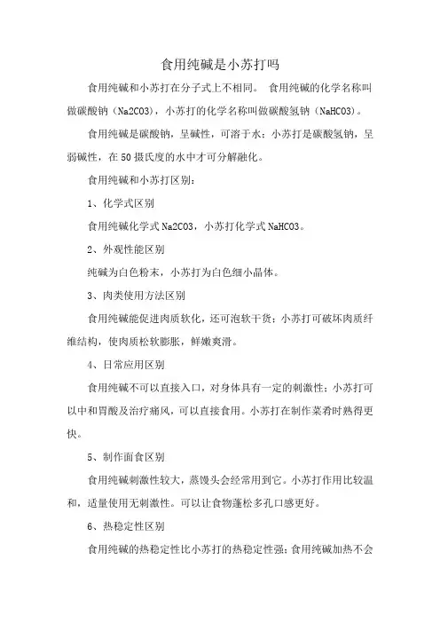食用纯碱是小苏打吗