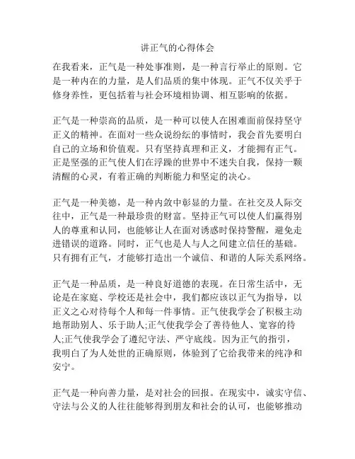 讲正气的心得体会