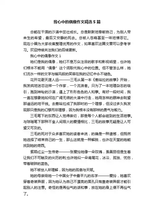 我心中的偶像作文精选5篇