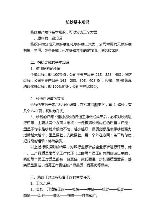 纺纱基本知识