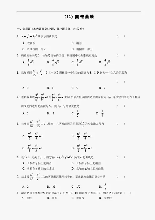 高二级数学圆锥曲线测试及答案.doc