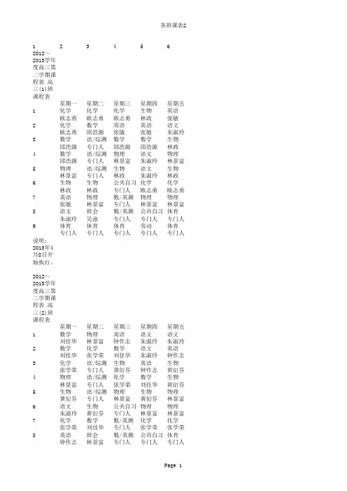 高三第二学期正课(第二轮打印版本)