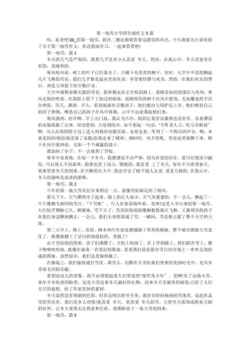 第一场雪小学四年级作文5篇